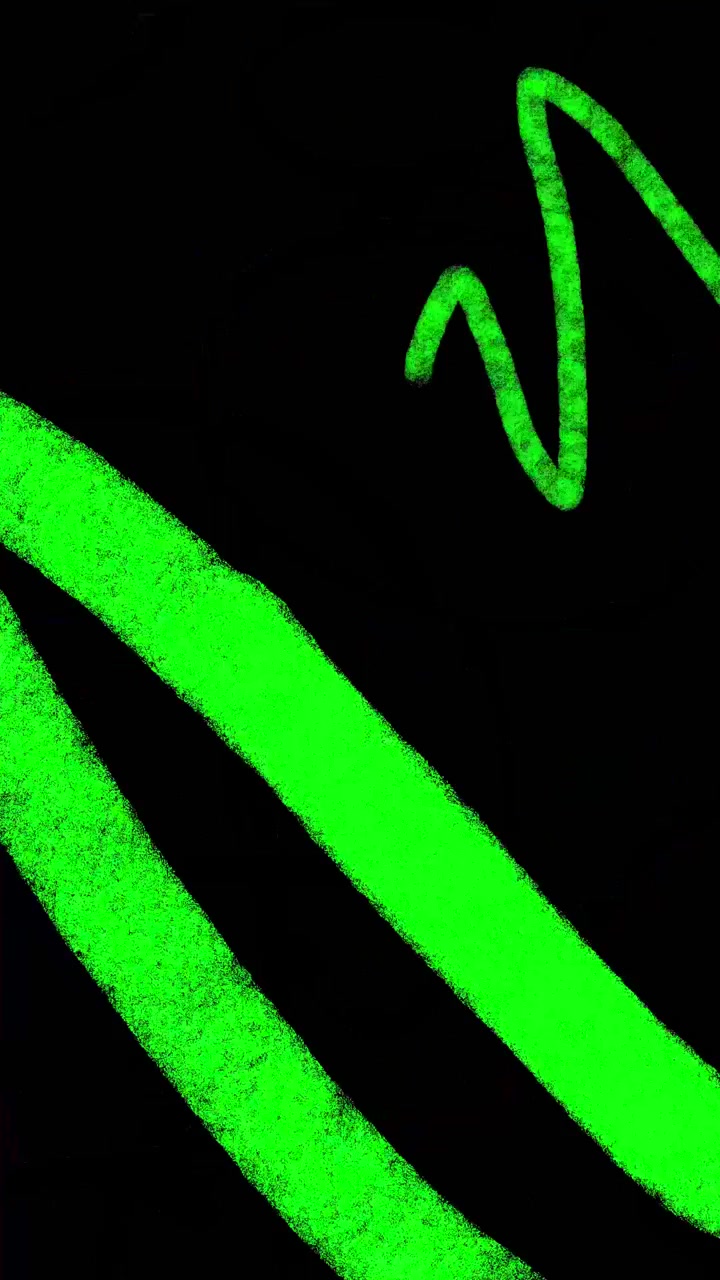 Scarabocchi al neon animati e forme disegnate a mano su sfondo nero