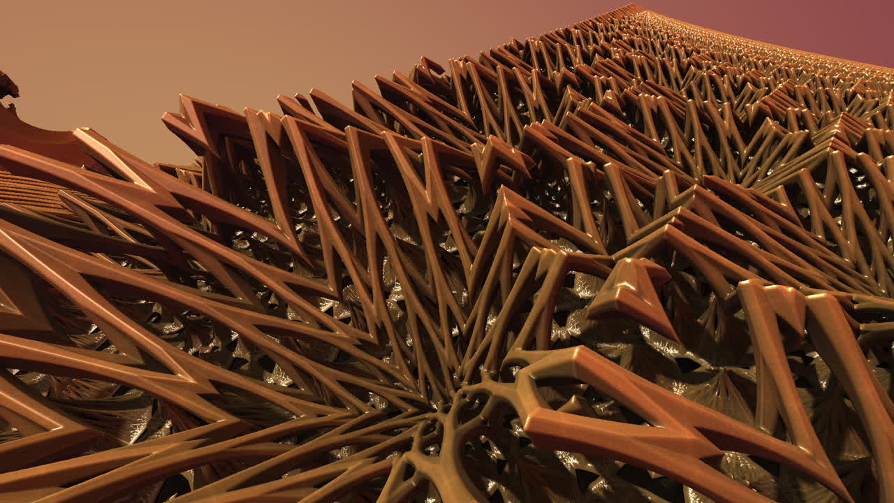 질감과 본부 그래픽이 있는 오렌지 3d 프랙탈 산