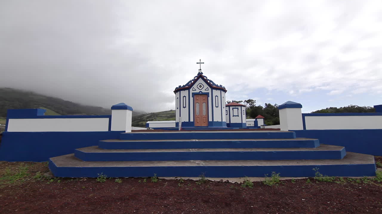 New age catholic church Azores island Portugal wide shot