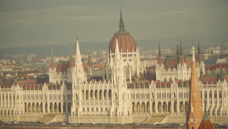 magnificent architecture of the budapest parliament building in hungary - aerial view