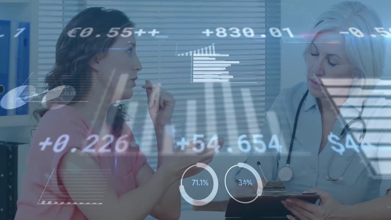 animación de las estadísticas y el procesamiento de datos sobre pacientes y médicos femeninos