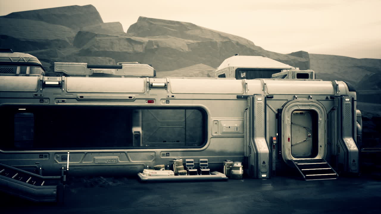 미래의 달 기지는 바위와 황폐한 풍경에 있습니다.