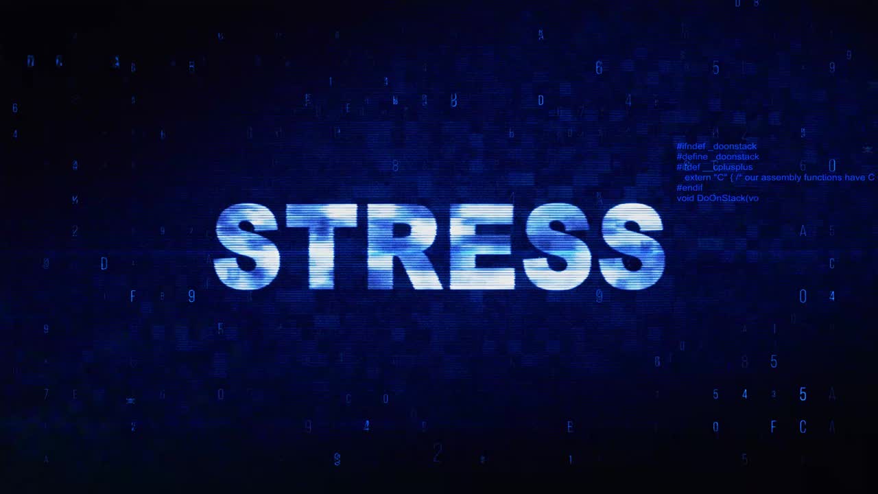 Stress text digital noise twitch and glitch effect tv screen loop animation background login and