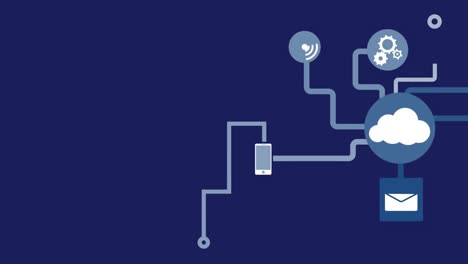 Animation of network of connections in blue background