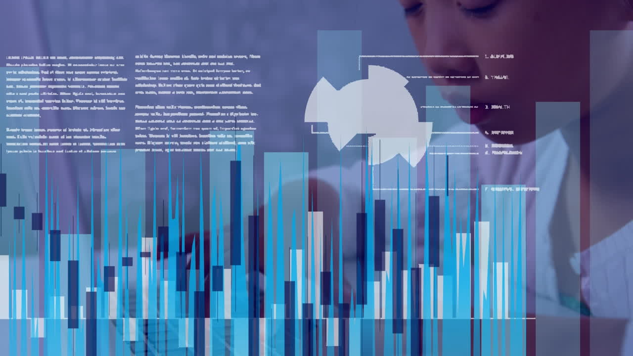 procesamiento de datos estadísticos sobre una chica asiática que usa una computadora portátil en la clase en la escuela