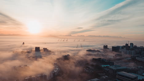 4k drone footage of mist along the coast of cape