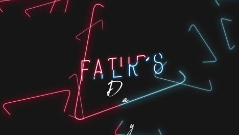 Animation-text-Fathers-day-on-fashion-and-club-background-with-glowing-red-and-blue-neon-triangles