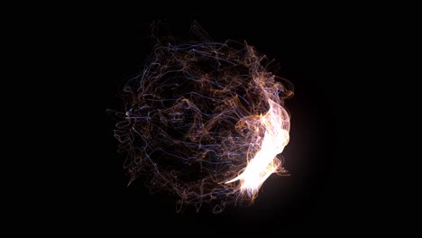 abstract glowing sphere with particles and energy