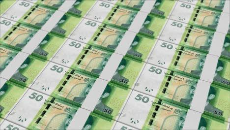 50 moroccan dirham banknotes printed by a money press