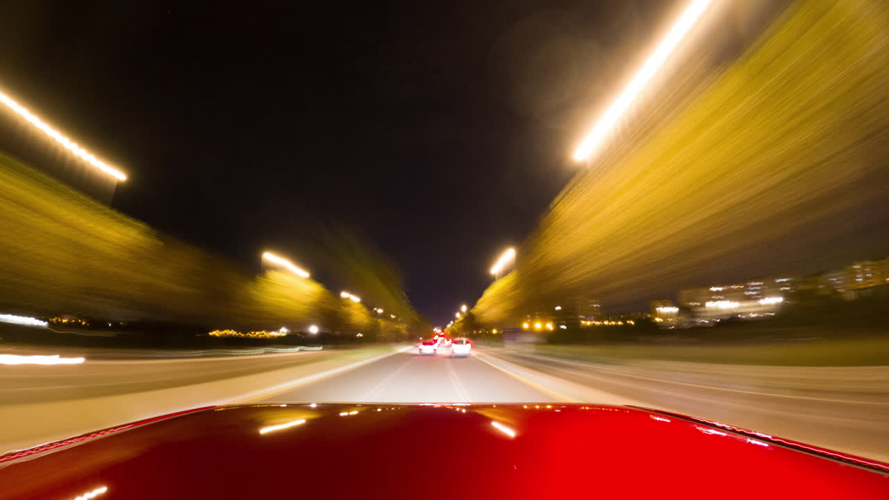Car driving timelapse at night