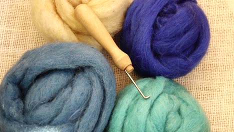 wool of different colors for felting, needlework