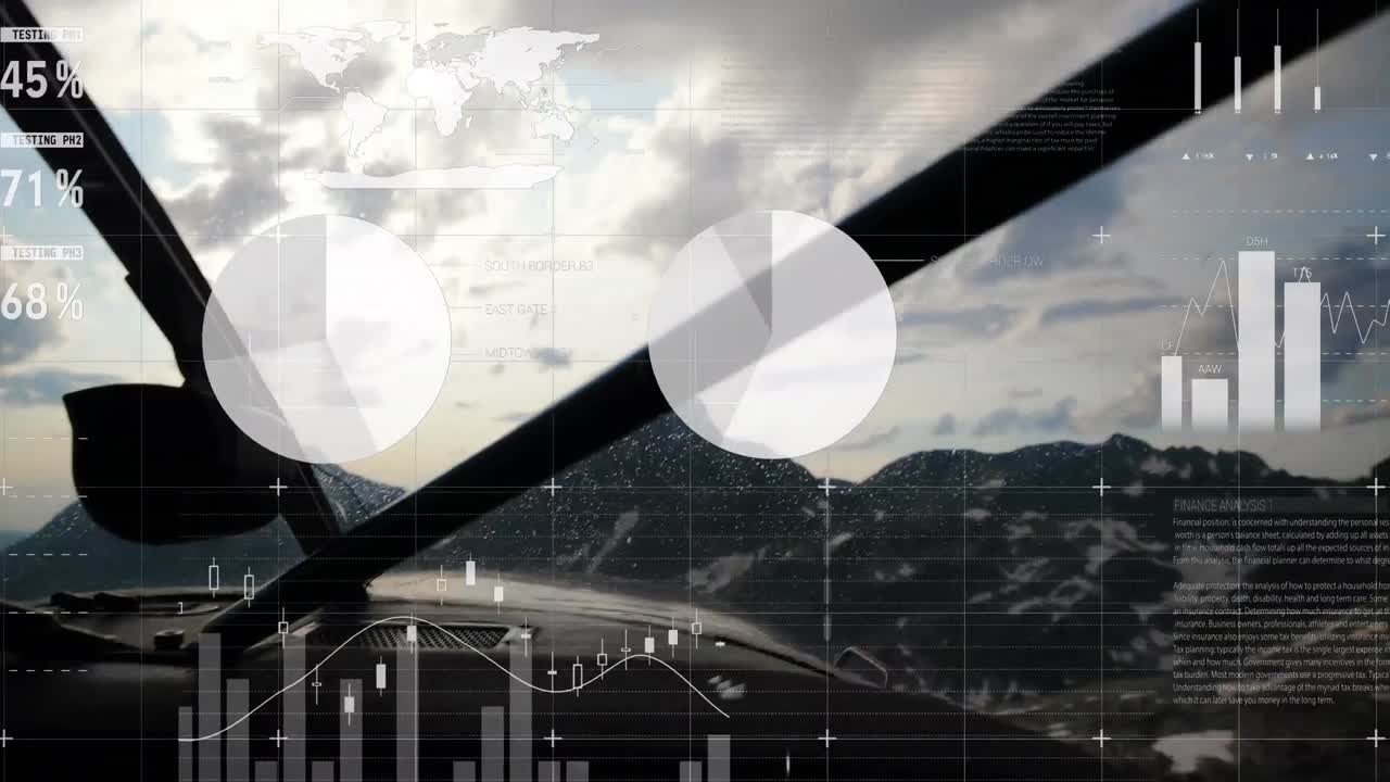 풍경과 평면에 대한 데이터 처리의 애니메이션.