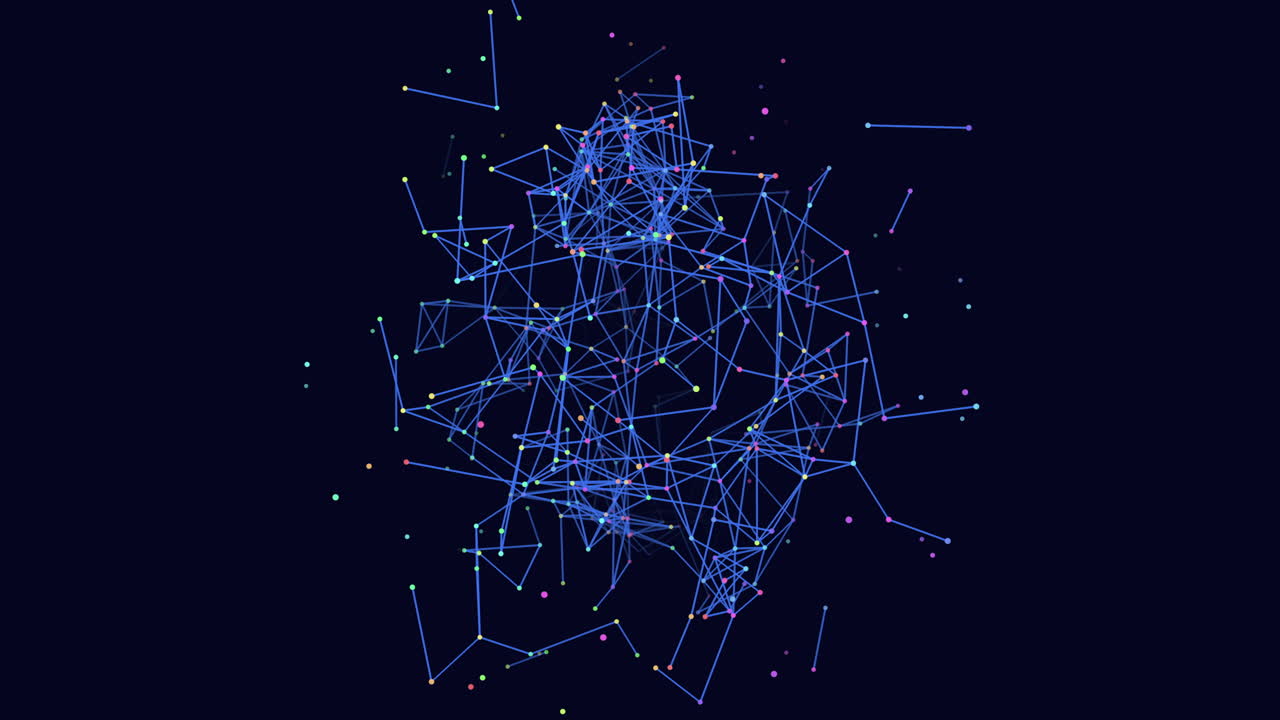 Motion blue futuristic lines with dots in dark space