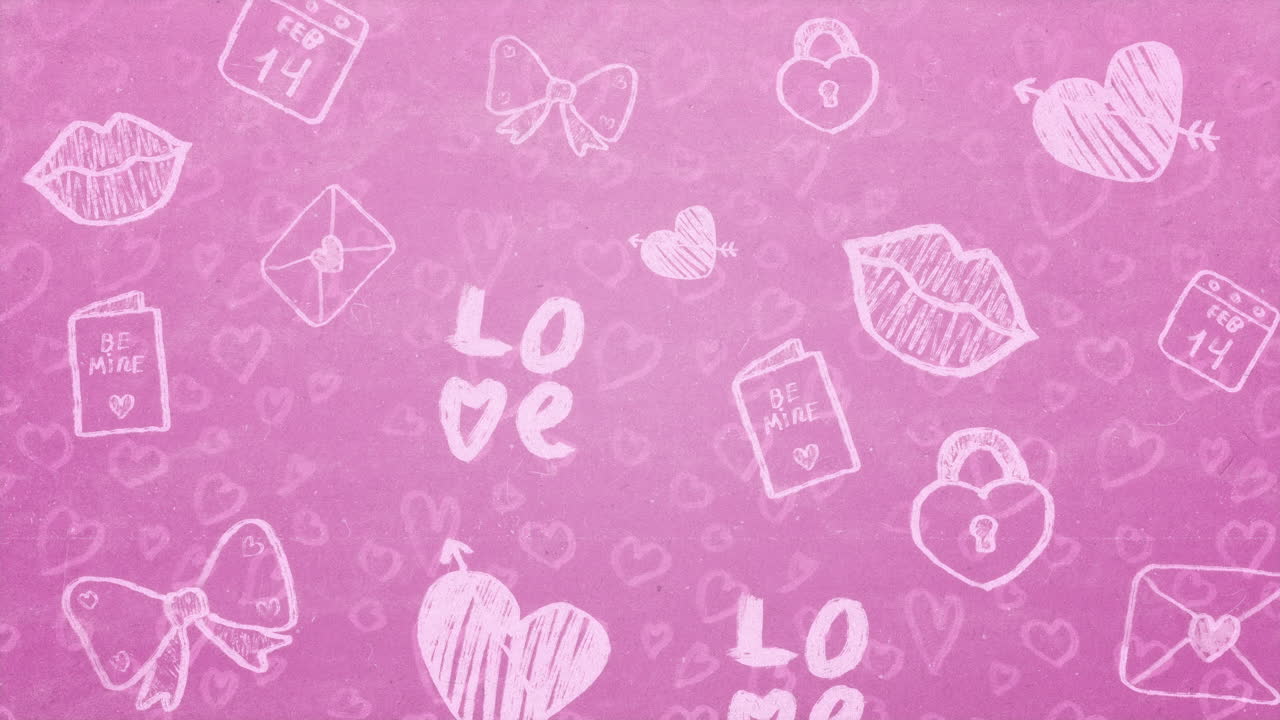 Sfondo rosa scarabocchi d'amore