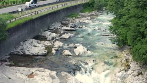 amazing serio river with its crystalline green waters, bergamo, seriana valley,italy