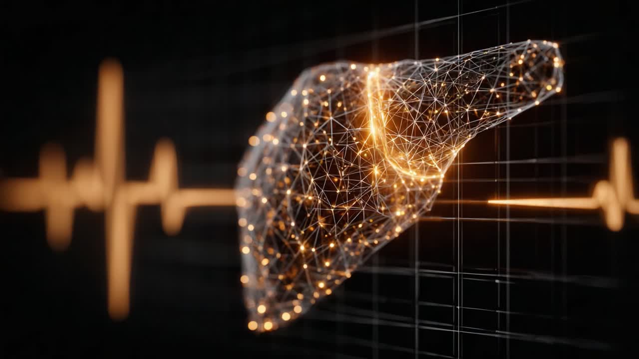 Visualizing Liver Health: An Intricate Digital Representation of the Human Liver in Connection with Vital Health Metrics and Heartbeat Analysis