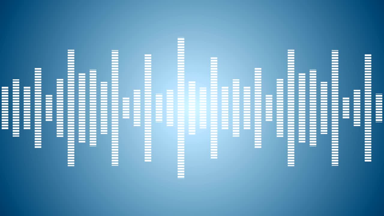 líneas de ondas musicales. onda de sonido de ecualizador. concepto de onda de pulso digital. bucle futurista en fondo azul claro. animación de ondas blancas.