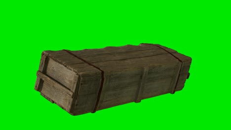 wooden-box-for-weapons-on-green-chromakey-background