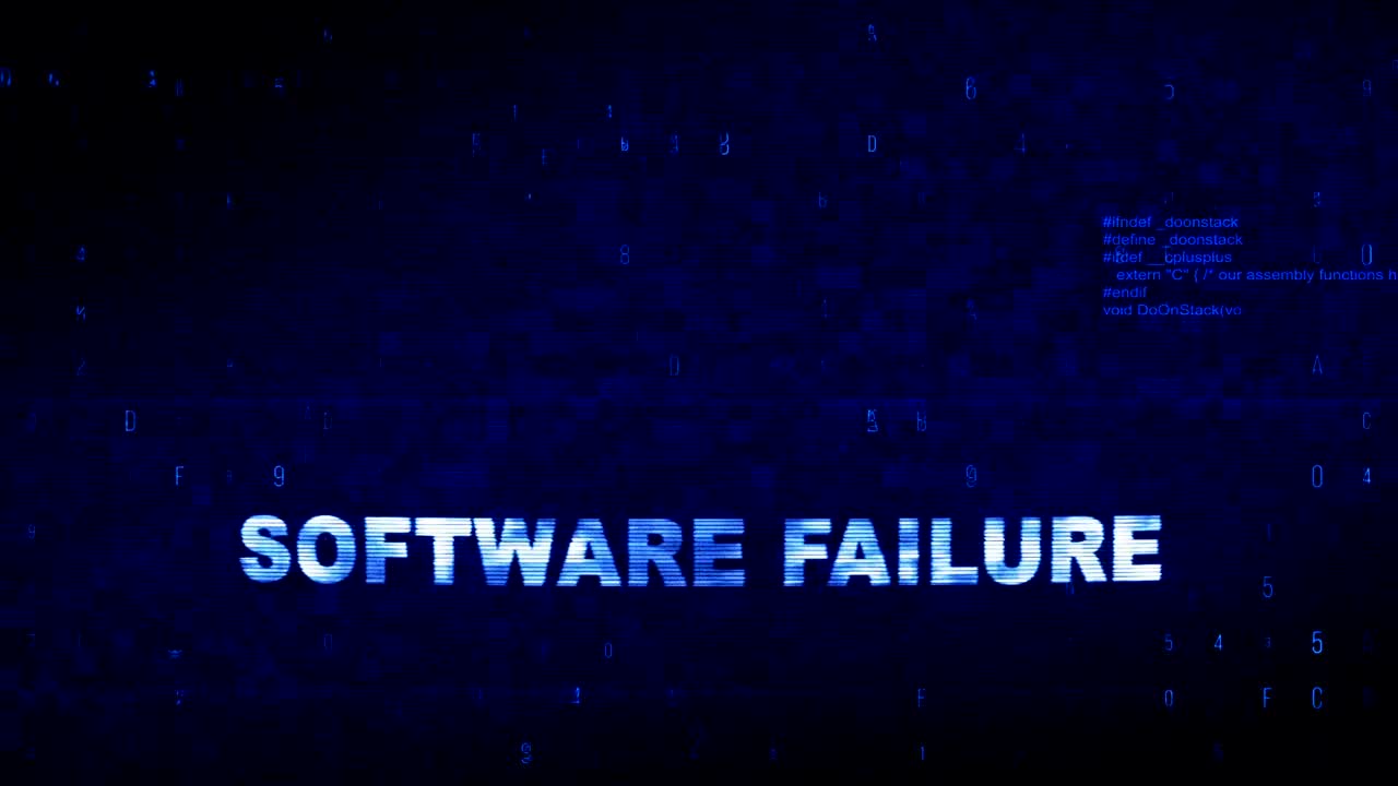 Software Failure Text Digital Noise Twitch Glitch Distortion Effect Error Loop Animation.