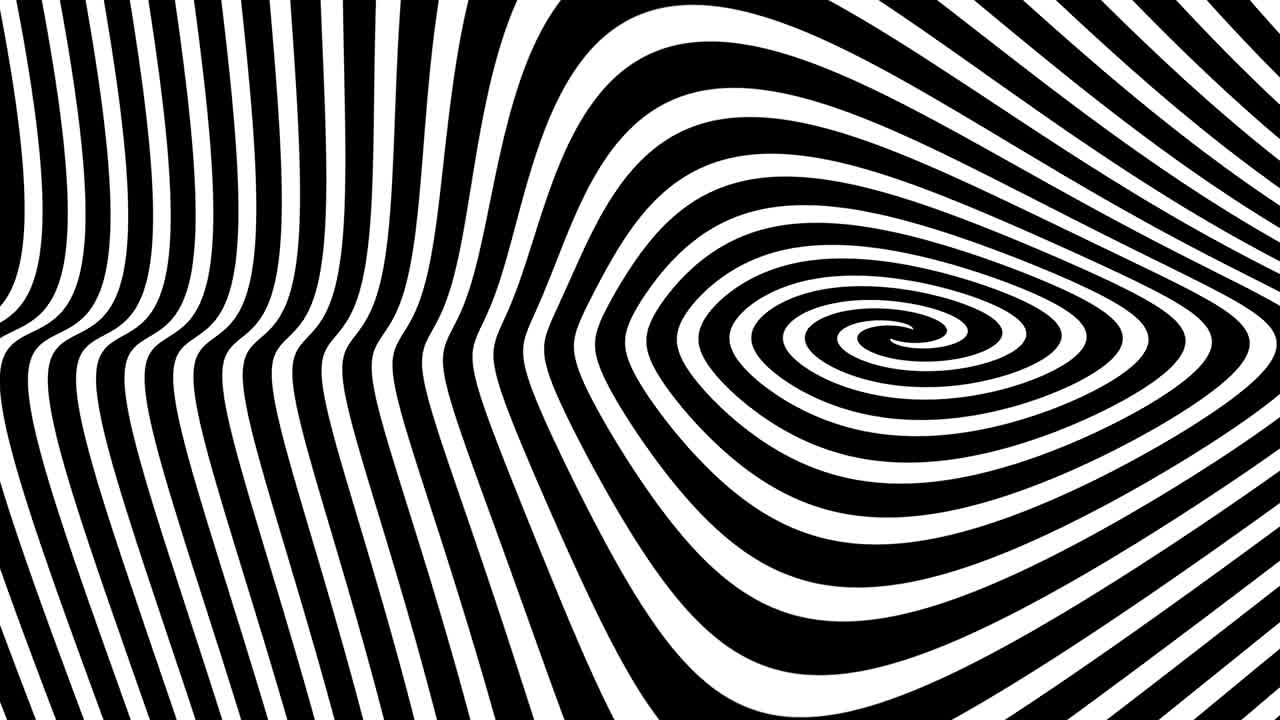 fondo de ilusión espiral hipnótica en blanco y negro, video en 4k