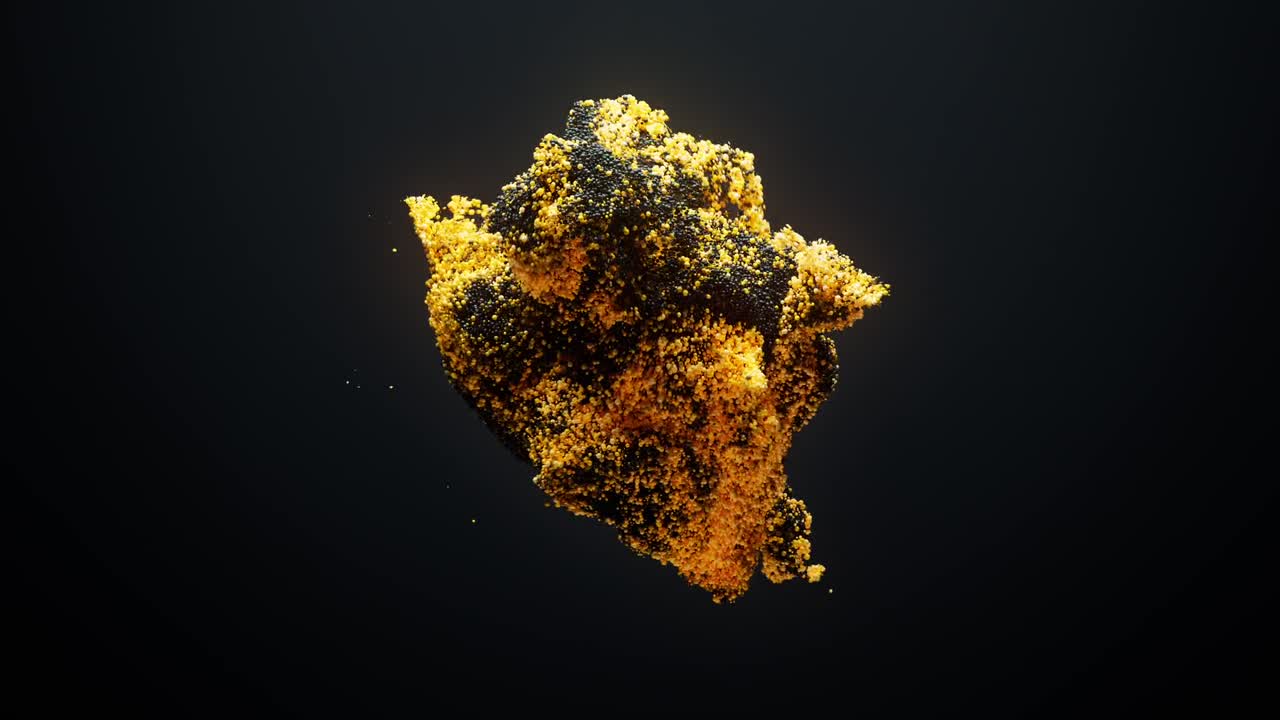 Particelle astratte oro e nere che si trasformano su sfondo scuro
