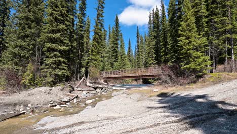 water running under a bridge in the mountains