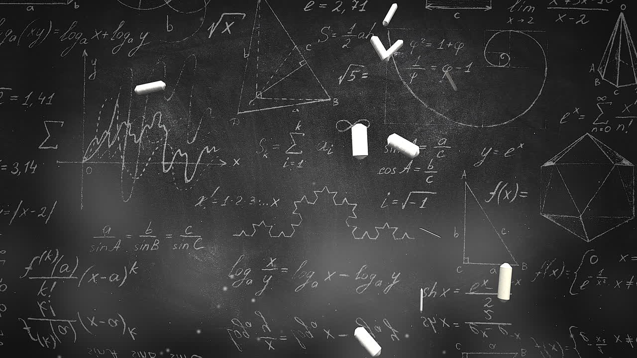 fórmula matemática de primer plano y elementos en la pizarra 7