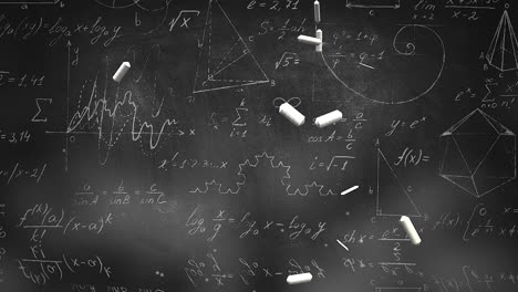 fórmula matemática de primer plano y elementos en la pizarra 7