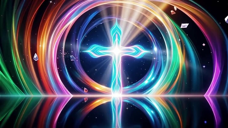 Christian Cross Heavenly Light Worship Background