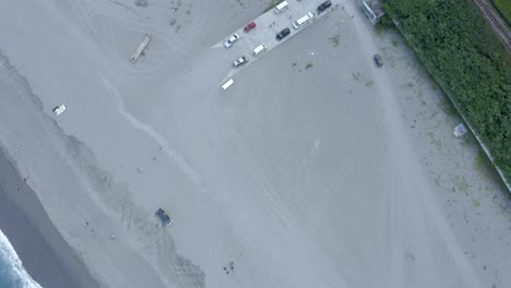 Aerial-Top-Down-Birds-Eye-View-of-Road-Next-to-Beach