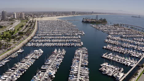 this is a drone flight over the boat harbor in long beach california