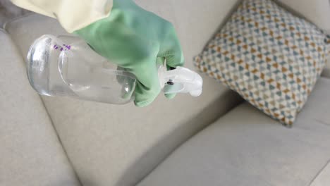 cleaning a sofa with cleaning solution