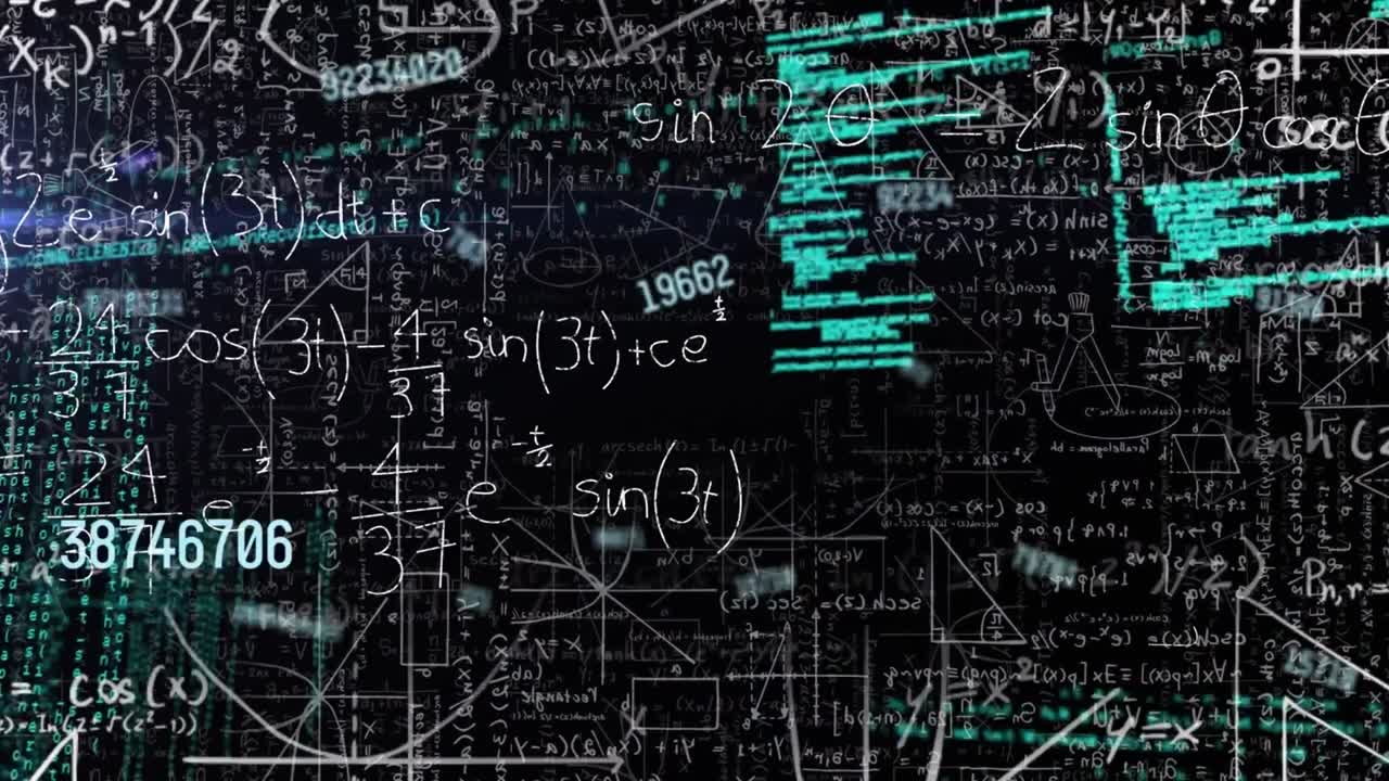 Animation of data processing over mathematical equations