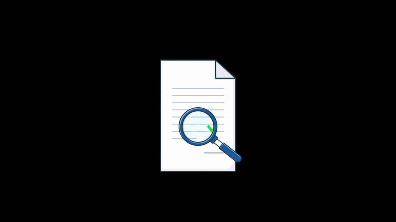 Icona Lente d'Ingrandimento che Scansiona un Documento con Spunta