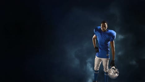 jugador de fútbol americano en un cielo tormentoso