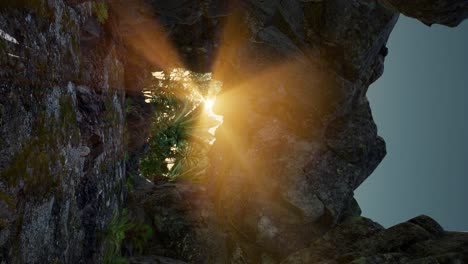 sun light inside mysterious cave