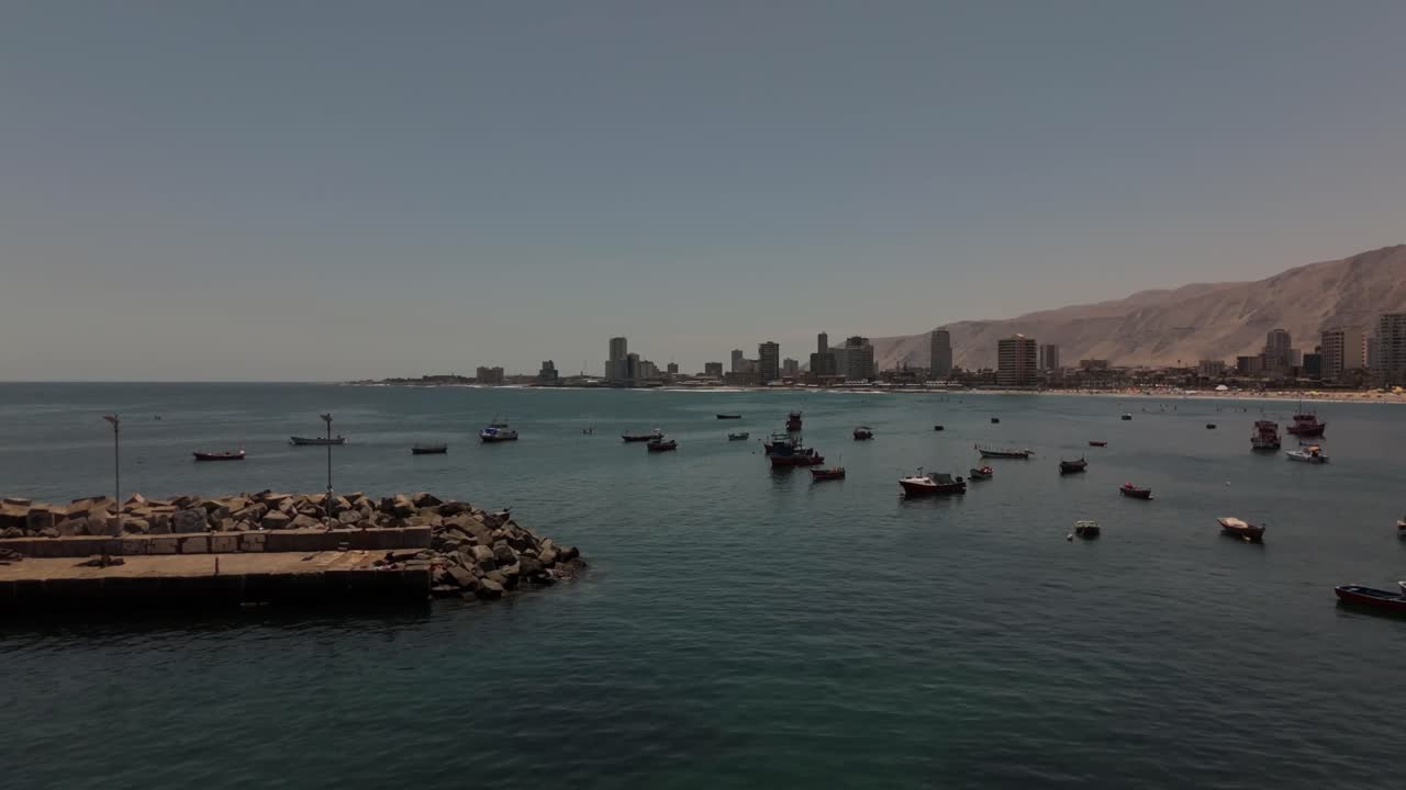 Iquique playa brava chile tarapaca cavancha day beach city panoramic view drone