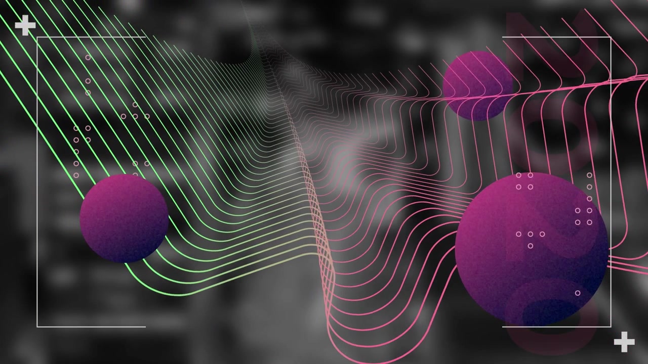 Animation of shapes moving over warehouse