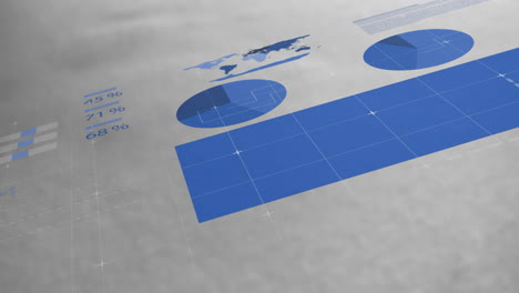 animation of financial data processing over grey background