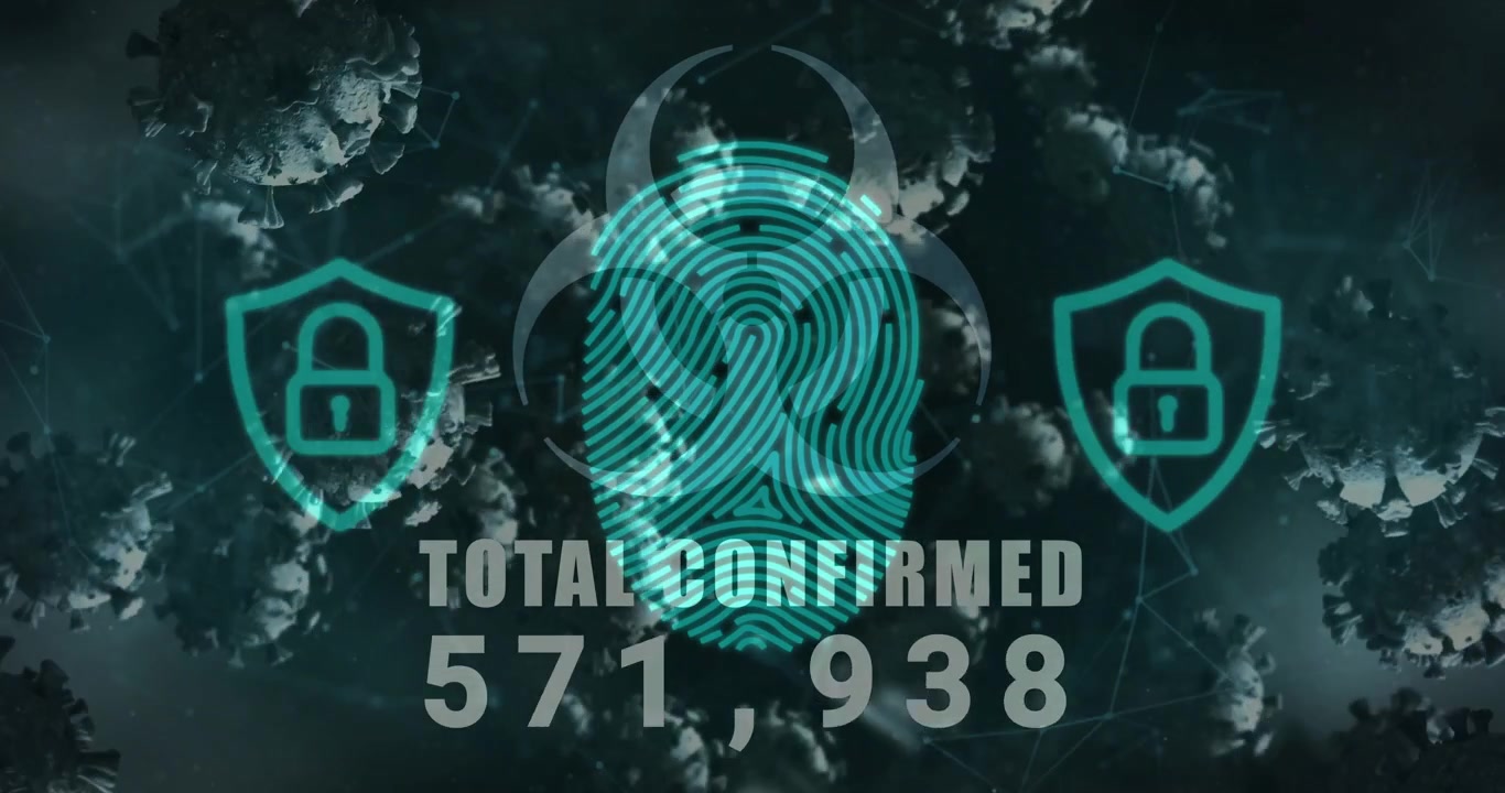 Virus particles linking count updating per second, fingerprint rising and locks appearing