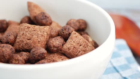 chocolate cereal in a bowl