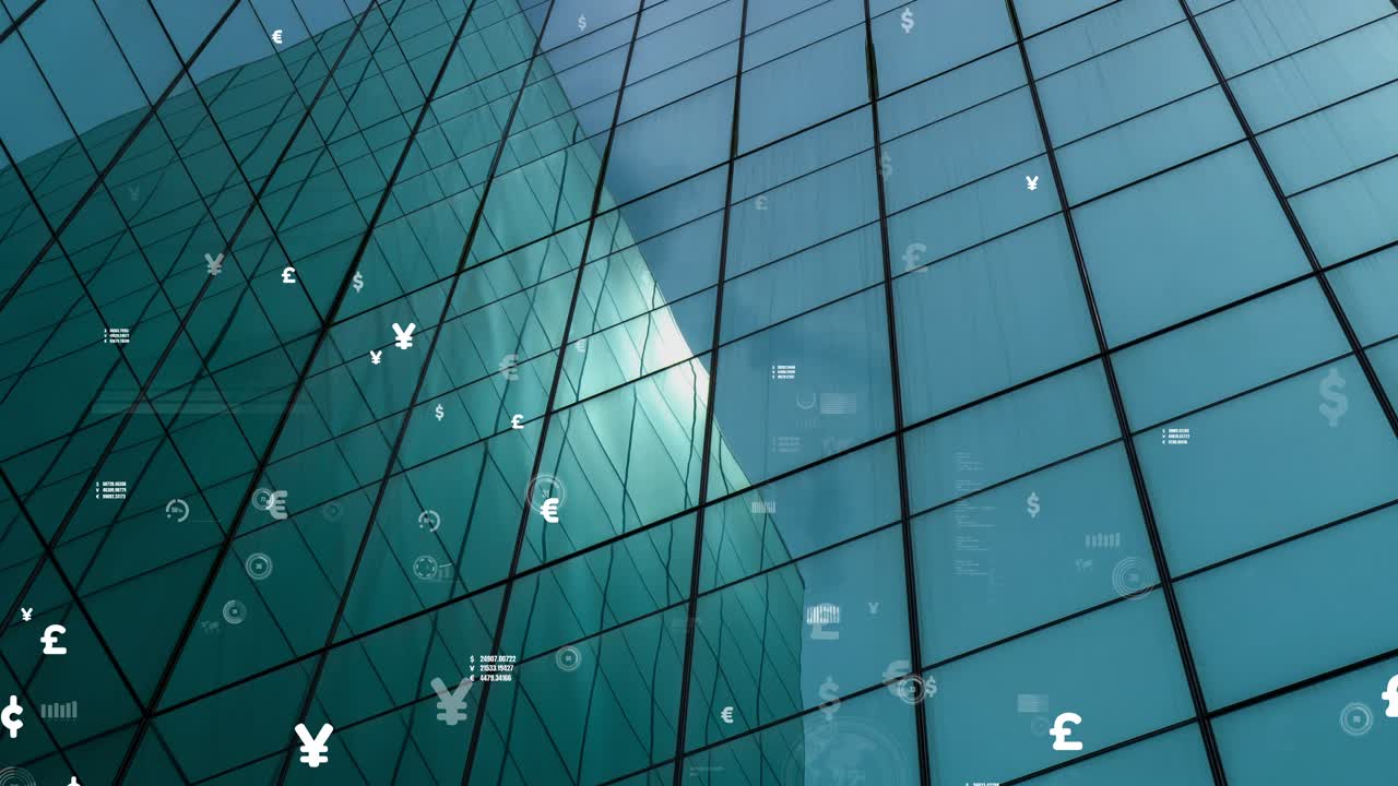 비즈니스 데이터 분석 인터페이스 스마트 시티를 비행하여 미래의 변화를 보여줍니다.