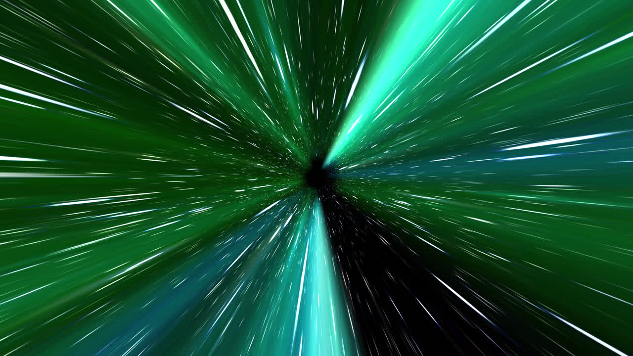 다양한 형형형색색의 구름이 날아다니는 우주 터널의 비행