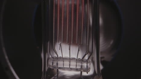 close-up of an incandescent light bulb filament