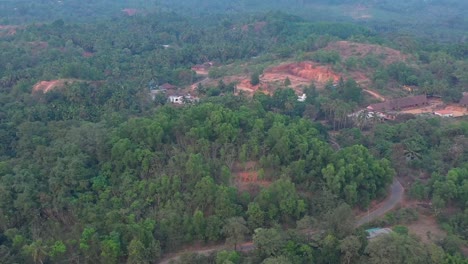 aerial footage of the small rubber plantation in the rural area