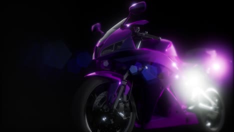 Moto-Sport-Bike-En-Estudio-Oscuro-Con-Luces-Brillantes