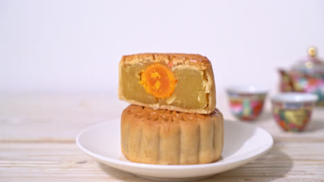 chinese moon cake durian and egg yolk flavour for mid-autumn festival