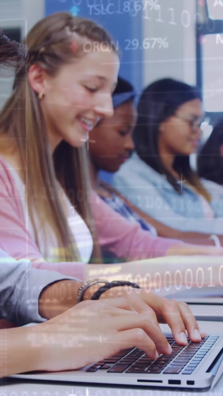 Animation of data processing over diverse students using laptops