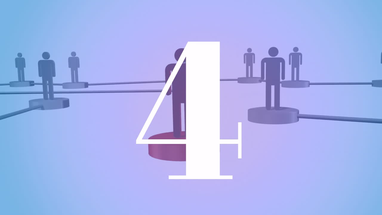 연결된 사람들의 네트워크를 통해 번호를 애니메이션하는 아이콘