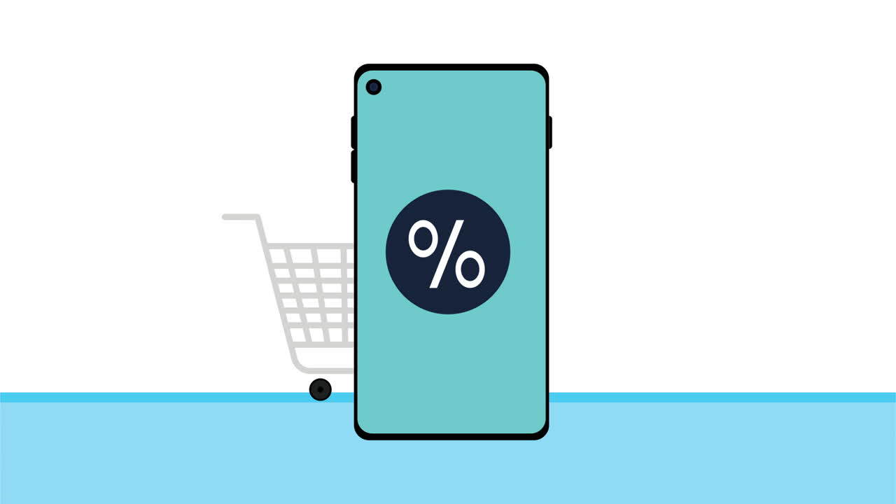 con porcentaje de comercio electrónico de teléfonos inteligentes y carrito de compras